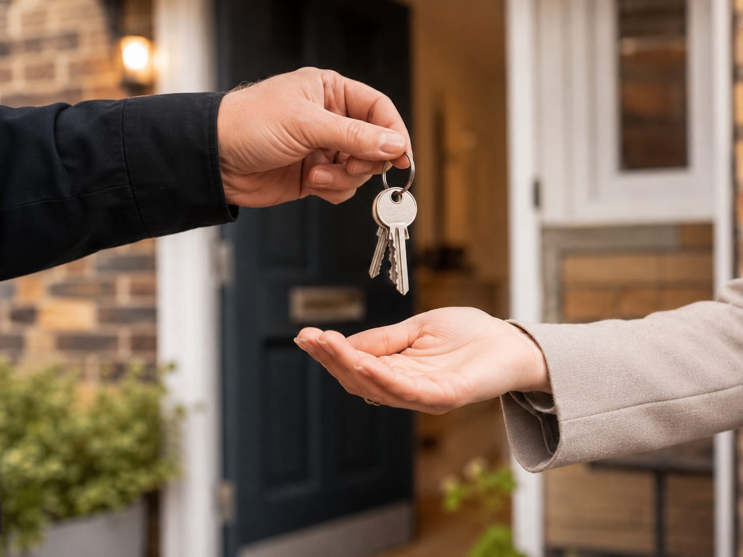 A new homeowner receiving the keys to their property